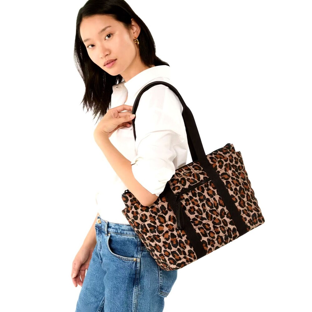 New Kate Spade Camden Spotted Leopard Medium Tote Brown Multi